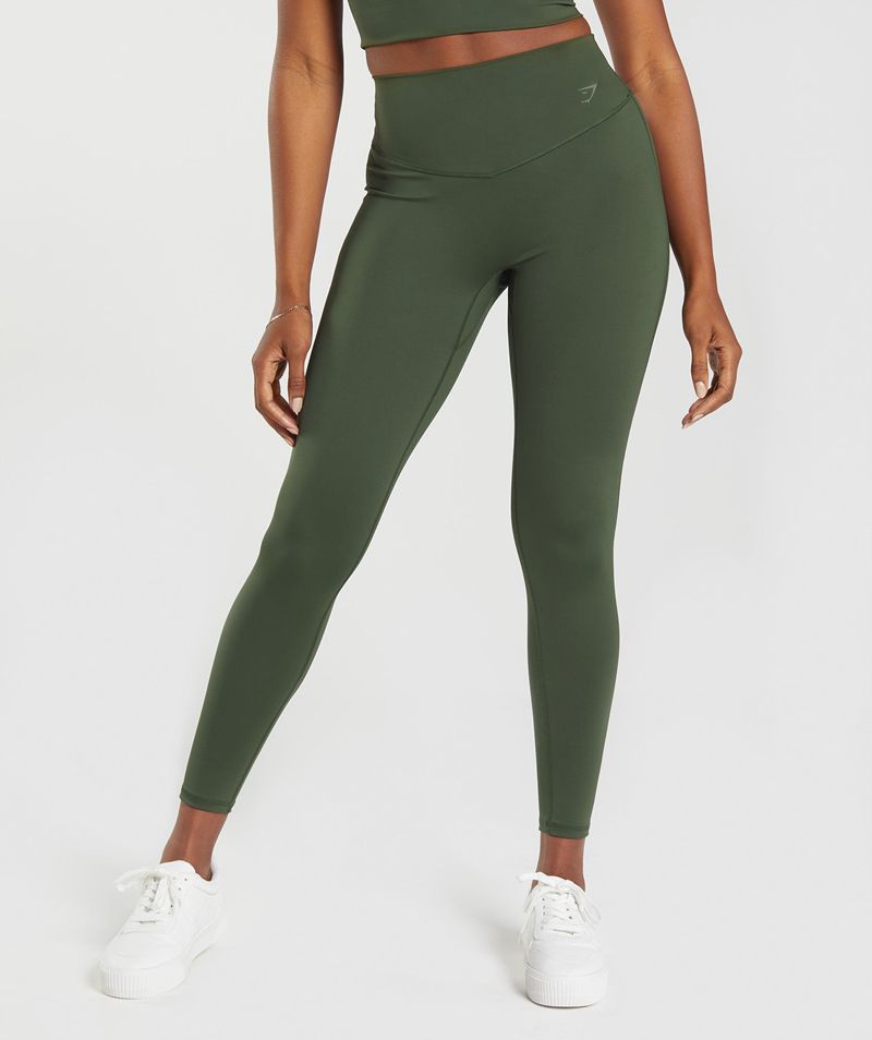 Women\'s Gymshark Elevate Leggings Olive | USA  2037-HESKO