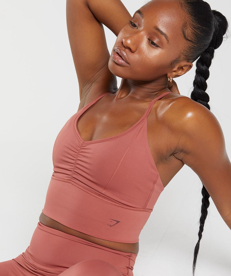 Women's Gymshark Elevate Longline Sports Bra Rose | USA  0681-YKJDR