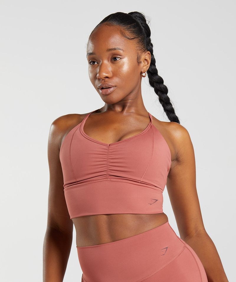 Women\'s Gymshark Elevate Longline Sports Bra Rose | USA  0681-YKJDR