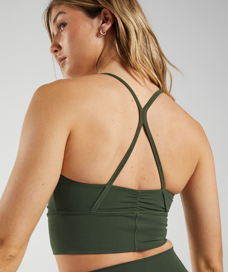 Women's Gymshark Elevate Longline Sports Bra Olive | USA  2036-HVIGT