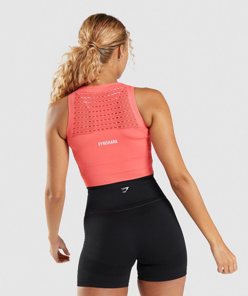 Women's Gymshark Energy Seamless Crop Tops Pink | USA  9718-HOIFZ