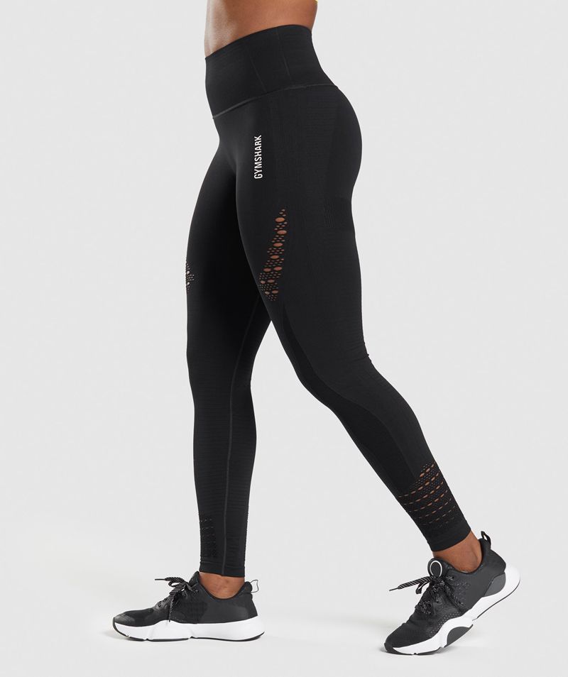 Women's Gymshark Energy Seamless Leggings Black | USA  2978-OLBIF