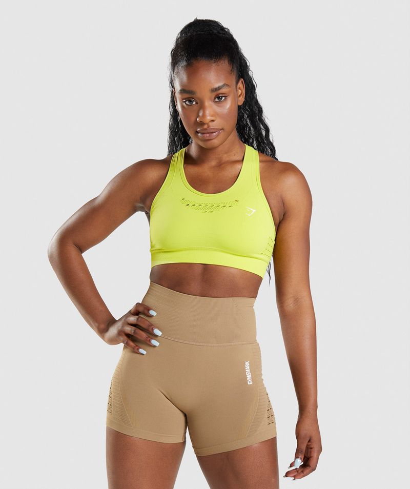 Women\'s Gymshark Energy Seamless Sports Bra Yellow | USA  6381-DUIFT