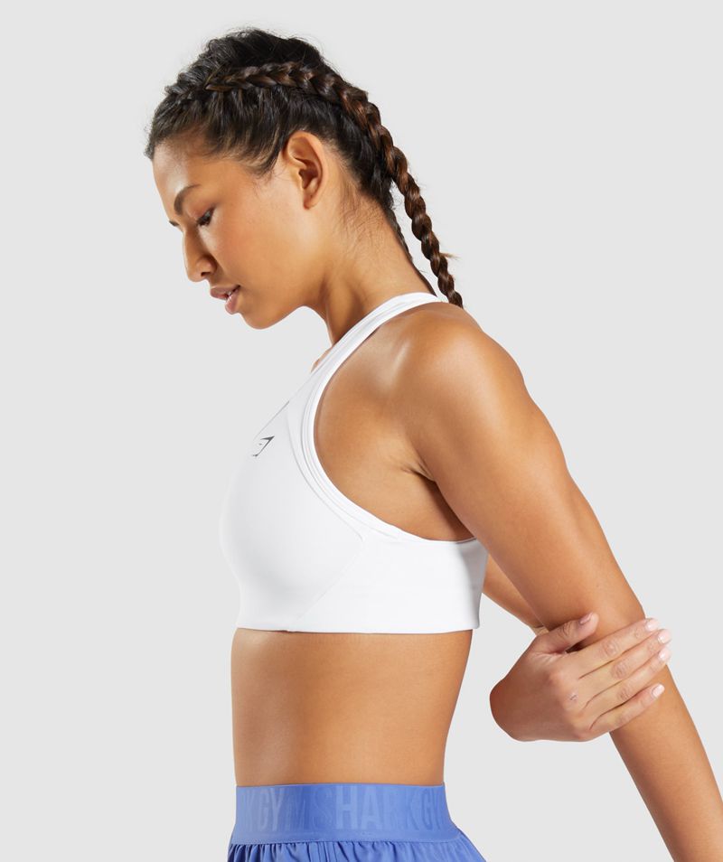 Women's Gymshark Essential Racer Back Sports Bra White | USA  3724-LETHY