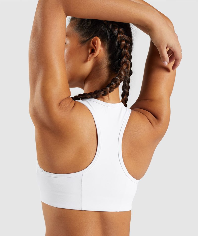 Women's Gymshark Essential Racer Back Sports Bra White | USA  3724-LETHY