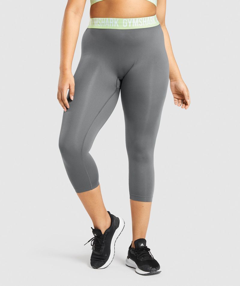 Women\'s Gymshark Fit Seamless Cropped Leggings Grey | USA  7096-NOIZA