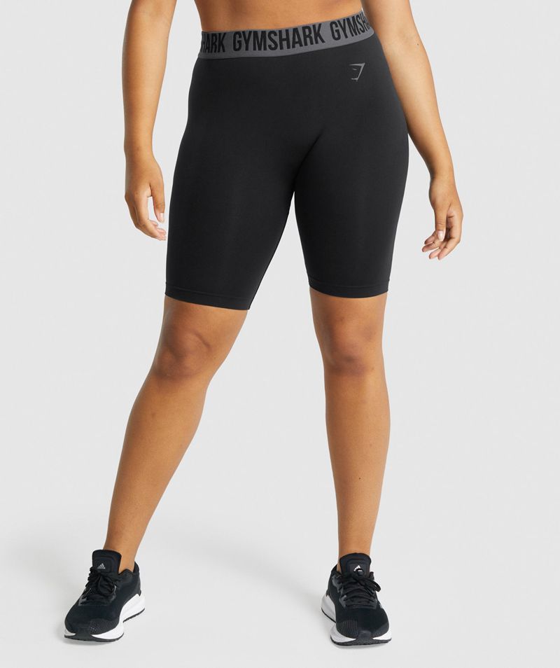 Women\'s Gymshark Fit Seamless Cycling Shorts Black | USA  5089-KCQPD