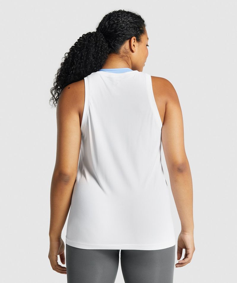 Women's Gymshark Fit Seamless Loose Tank Tops White | USA  3517-DFYAT