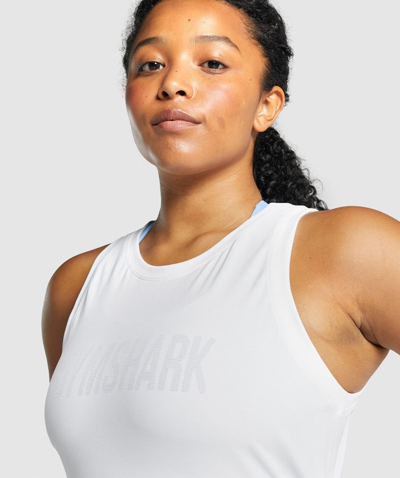 Women's Gymshark Fit Seamless Loose Tank Tops White | USA  3517-DFYAT