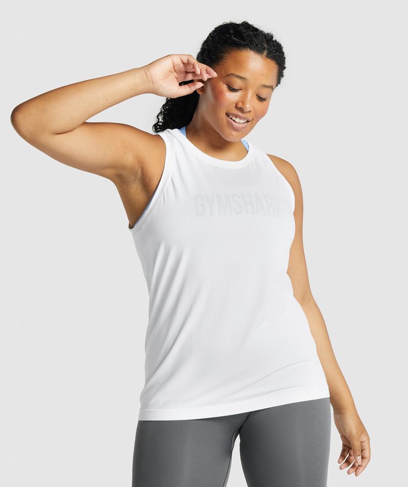 Women\'s Gymshark Fit Seamless Loose Tank Tops White | USA  3517-DFYAT