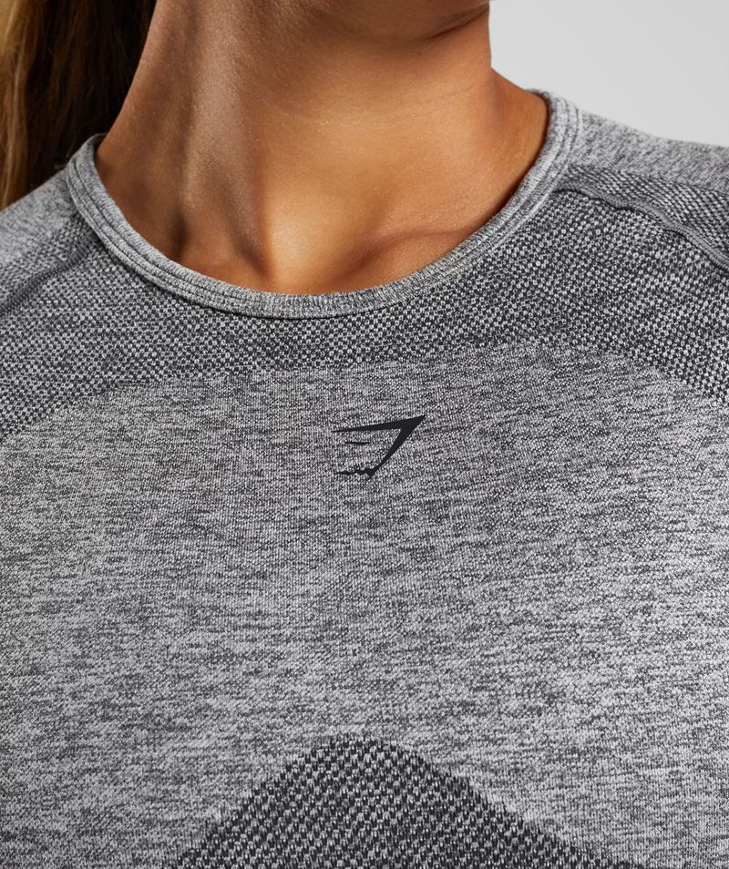 Women's Gymshark Flex Long Sleeve Crop Tops Grey | USA  3268-JNDML