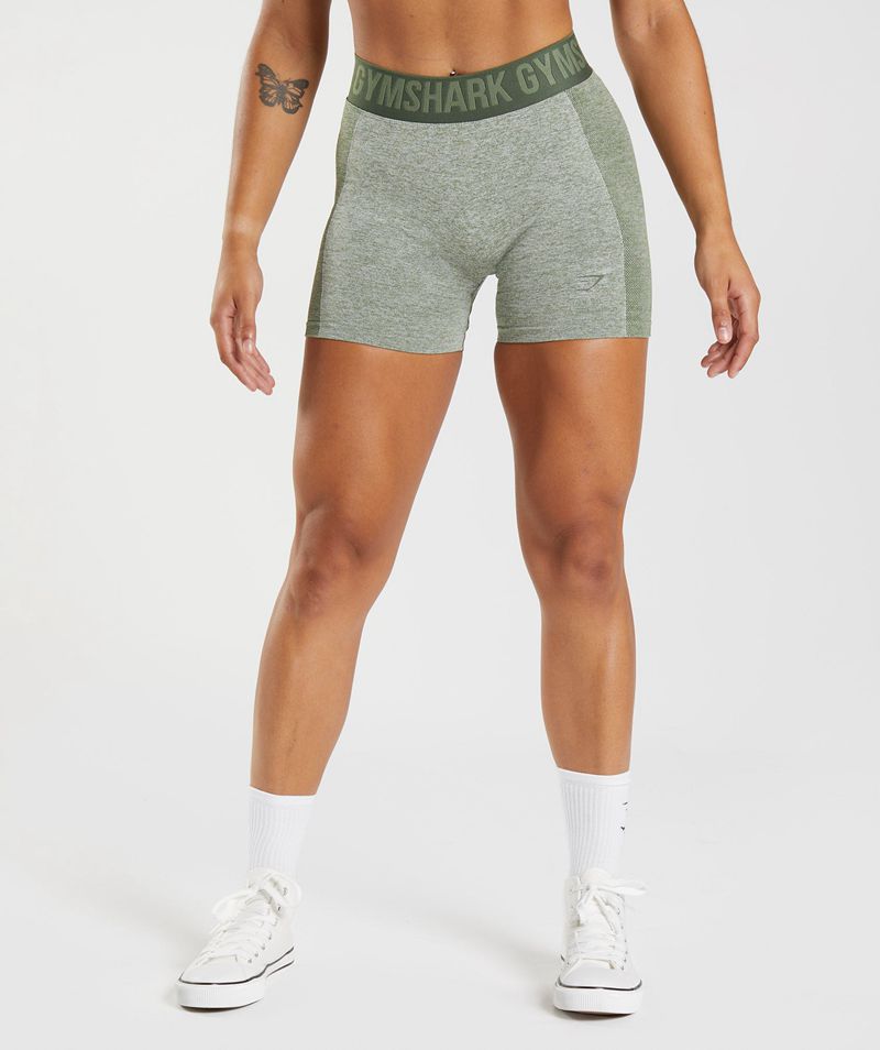 Women\'s Gymshark Flex Shorts Green | USA  7469-PKORZ