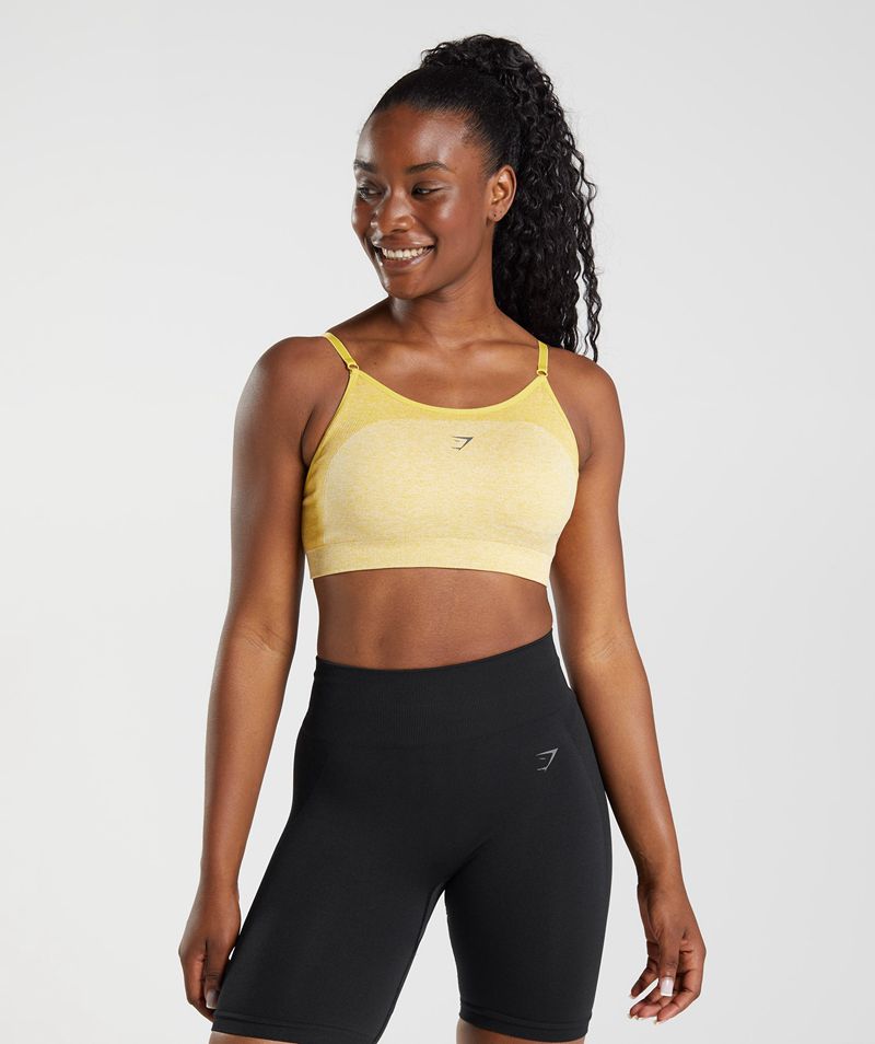 Women\'s Gymshark Flex Strappy Sports Bra Yellow | USA  4375-XYHVD