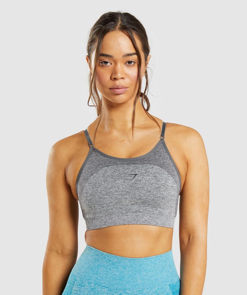 Women\'s Gymshark Flex Strappy Sports Bra Grey | USA  8709-ATODG