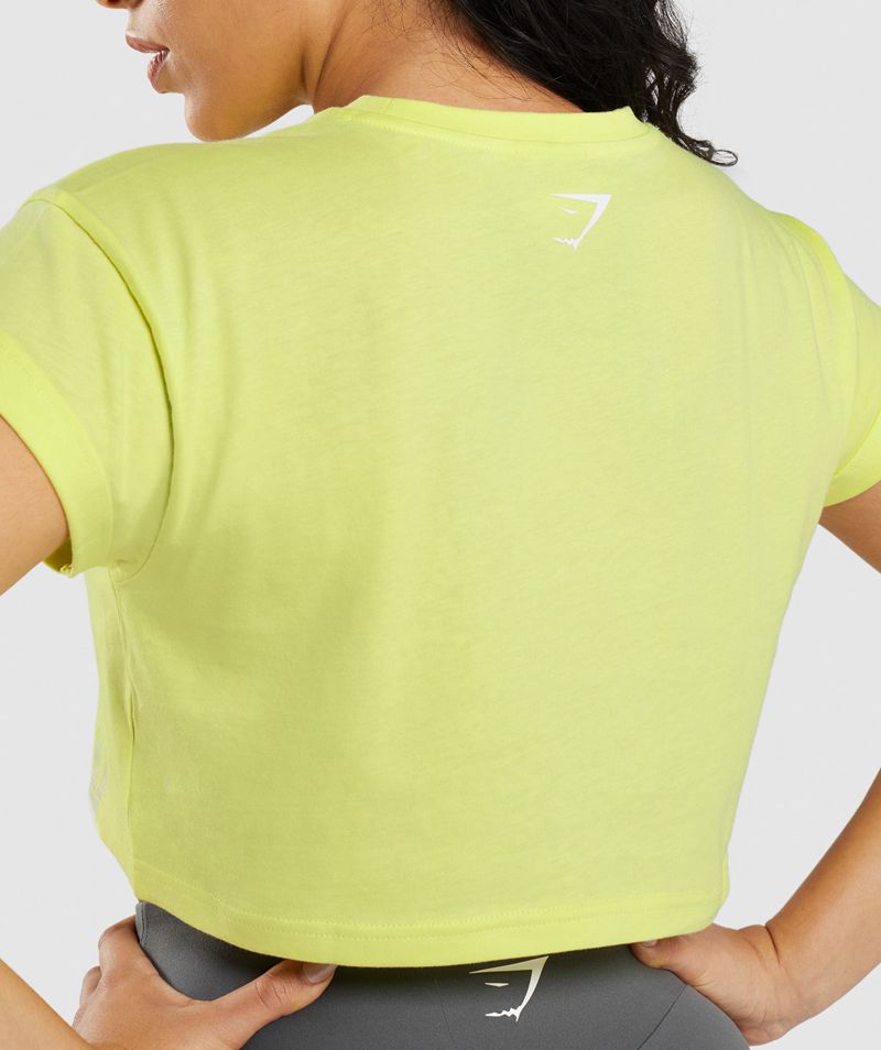 Women's Gymshark Fraction Crop Tops Yellow | USA  4398-UIDGE