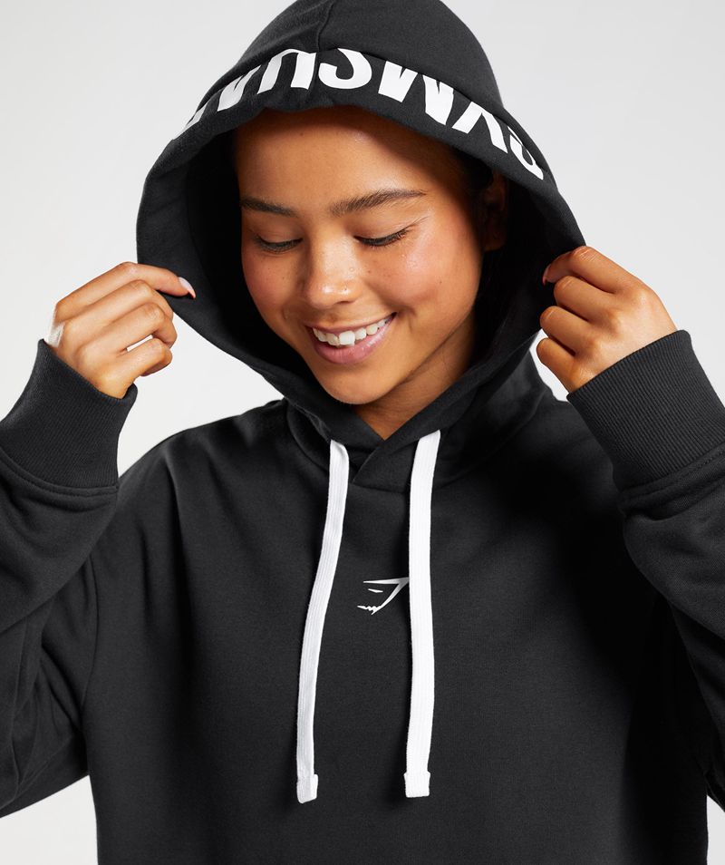 Women's Gymshark Fraction Hoodie Black | USA  3860-BDSJT