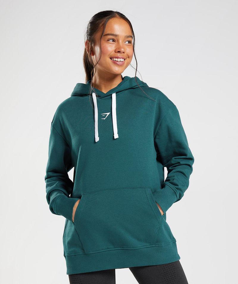 Women\'s Gymshark Fraction Hoodie Turquoise | USA  6791-MUFVO