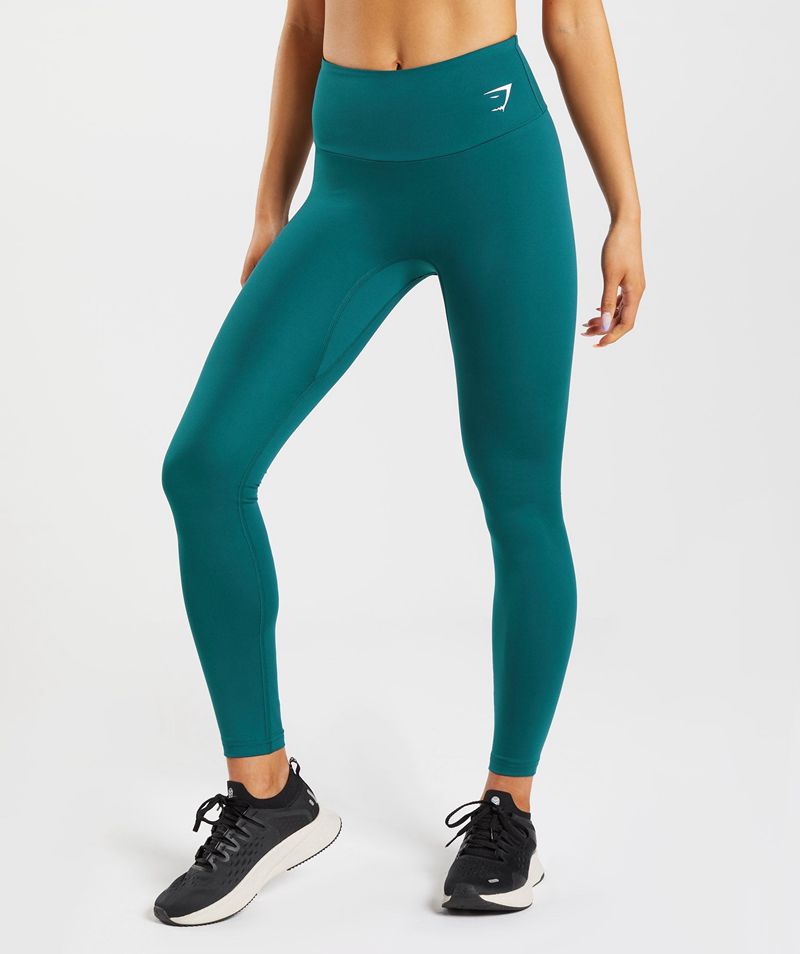 Women's Gymshark Fraction Leggings Turquoise | USA  4278-NVBWI