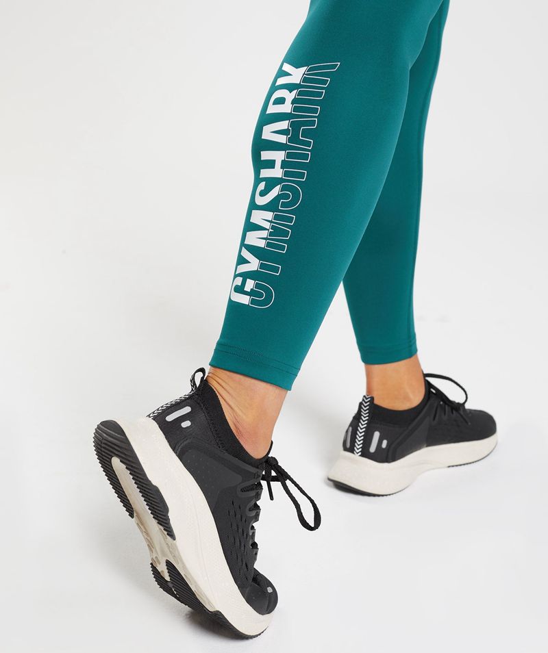 Women's Gymshark Fraction Leggings Turquoise | USA  4278-NVBWI