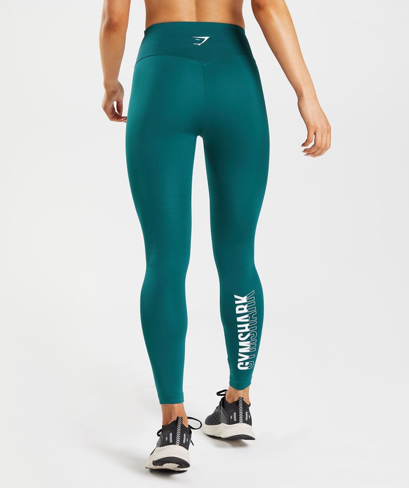 Women\'s Gymshark Fraction Leggings Turquoise | USA  4278-NVBWI