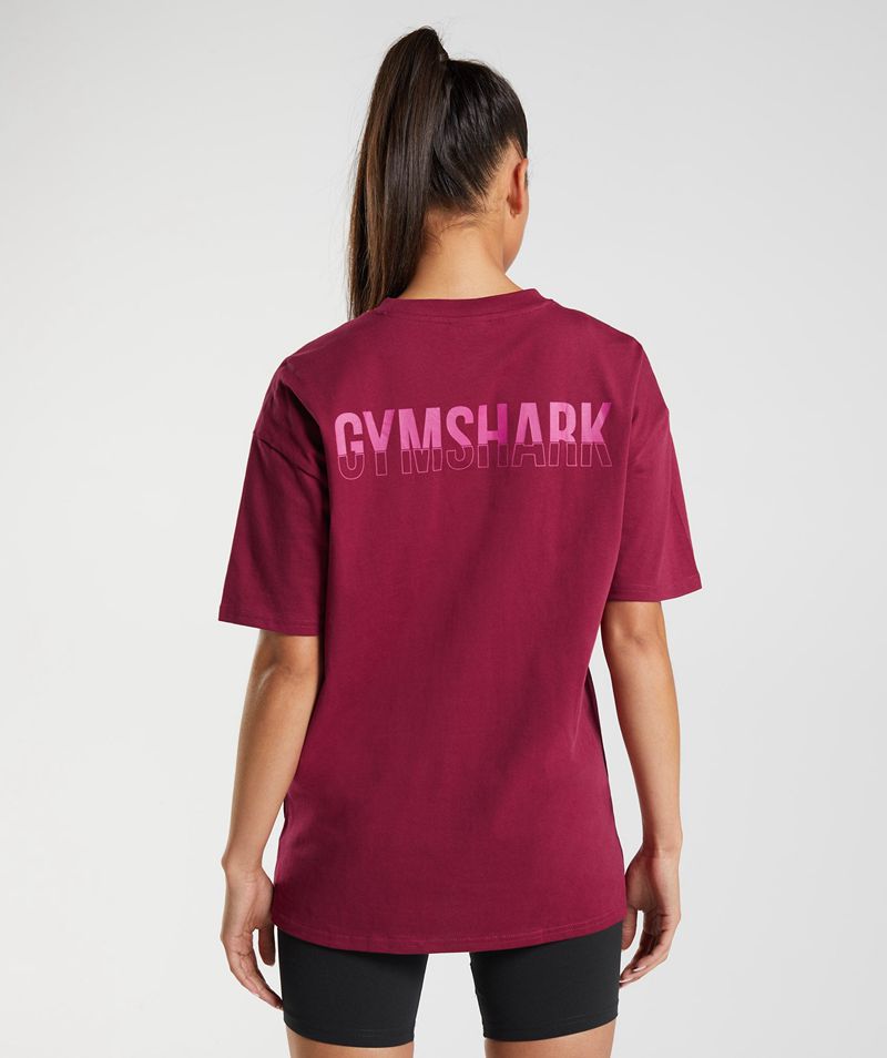 Women\'s Gymshark Fraction Oversized T-Shirts Pink | USA  9827-TKYJR