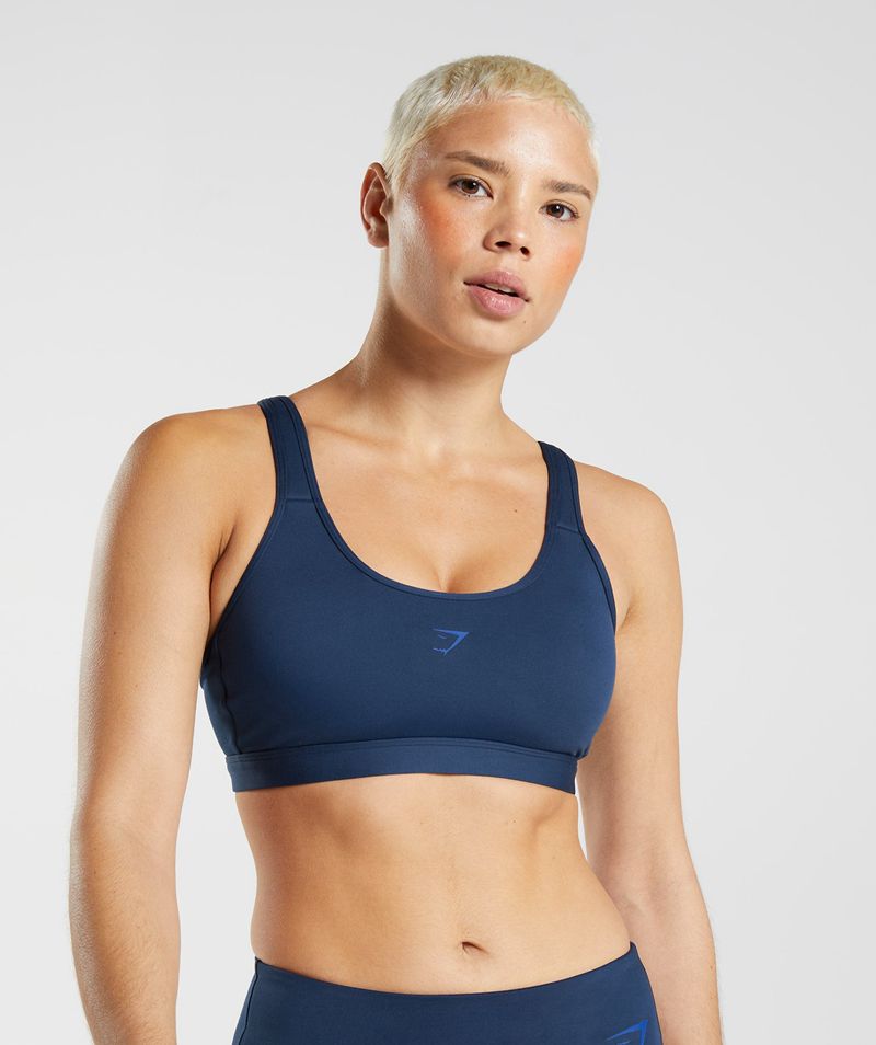 Women\'s Gymshark Fraction Sports Bra Navy | USA  7680-WKNCP