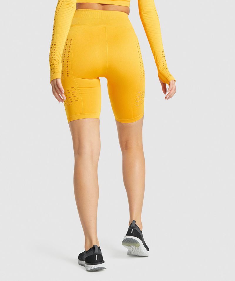 Women's Gymshark Glow Seamless Shorts Yellow | USA  1048-OQFMX