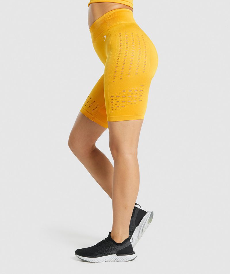 Women's Gymshark Glow Seamless Shorts Yellow | USA  1048-OQFMX