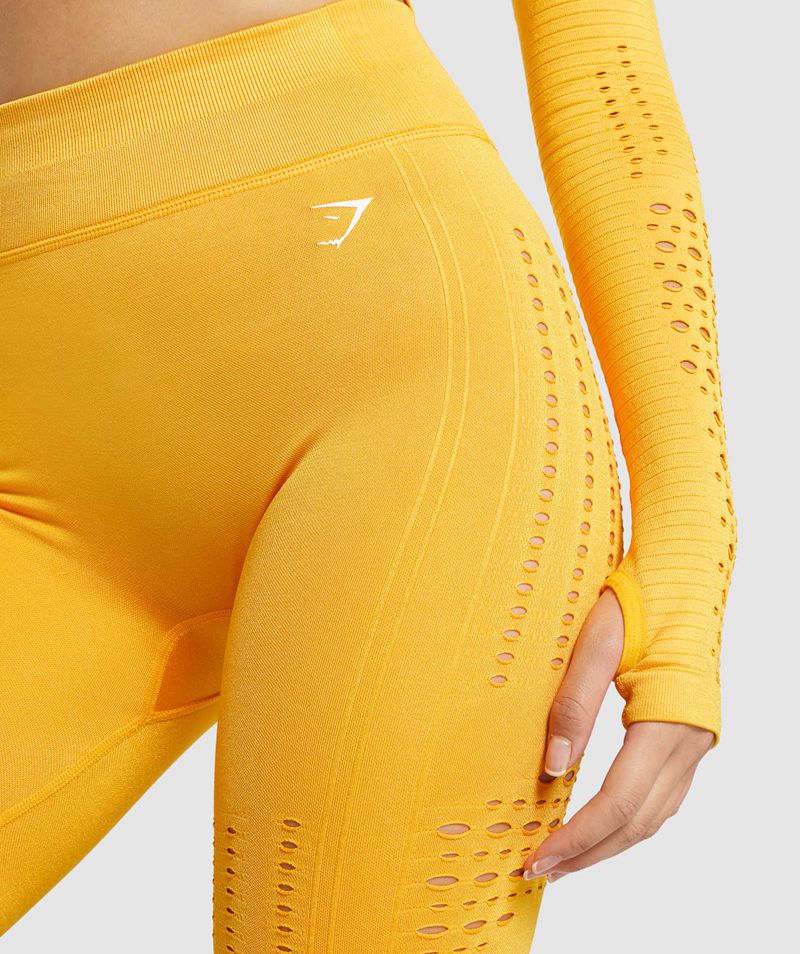 Women's Gymshark Glow Seamless Shorts Yellow | USA  1048-OQFMX