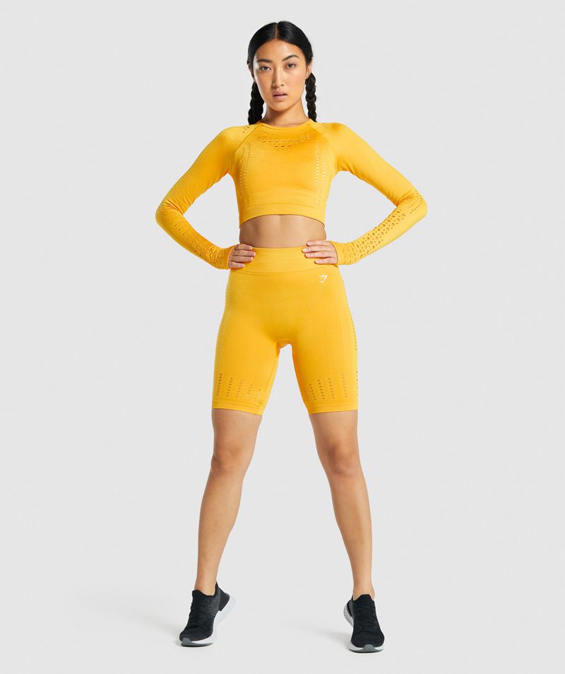 Women's Gymshark Glow Seamless Shorts Yellow | USA  1048-OQFMX