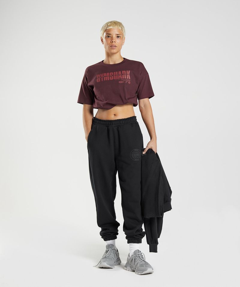 Women's Gymshark Gs10 Year Midi Tops Burgundy | USA  1547-FVOXA