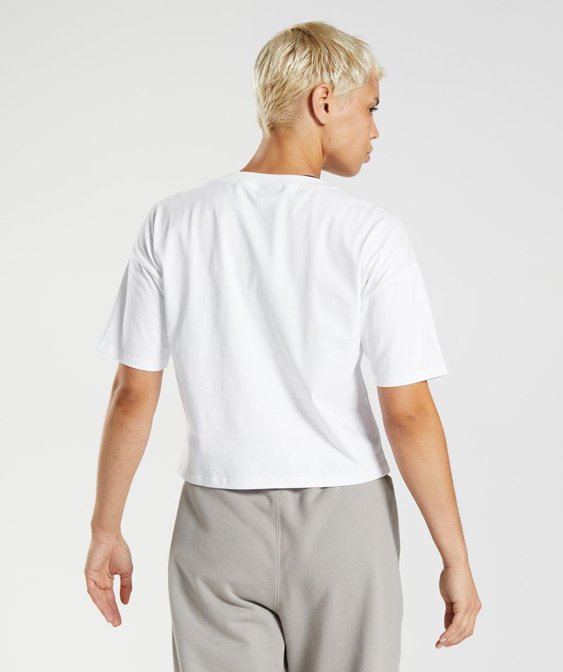 Women's Gymshark Gs10 Year Midi Tops White | USA  8405-DZMHY