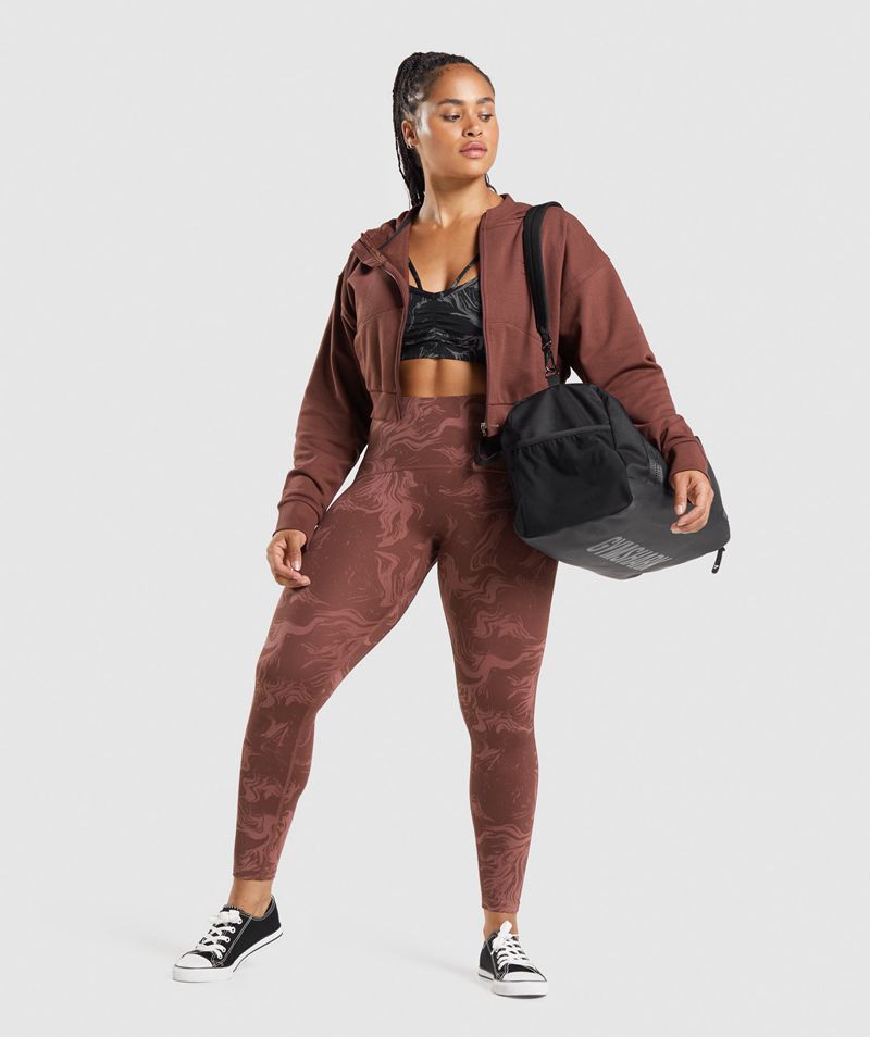 Women's Gymshark Gs Power Cropped Zip Hoodie Burgundy | USA  9534-WSLNI