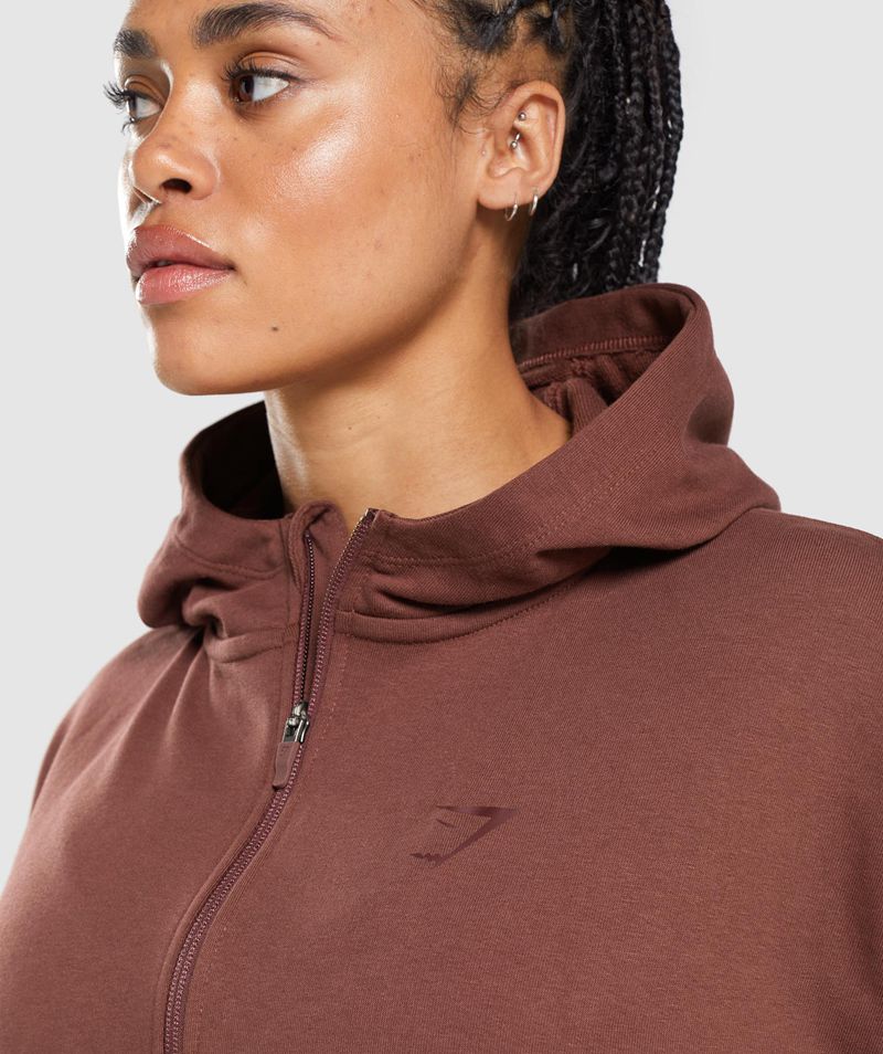 Women's Gymshark Gs Power Cropped Zip Hoodie Burgundy | USA  9534-WSLNI