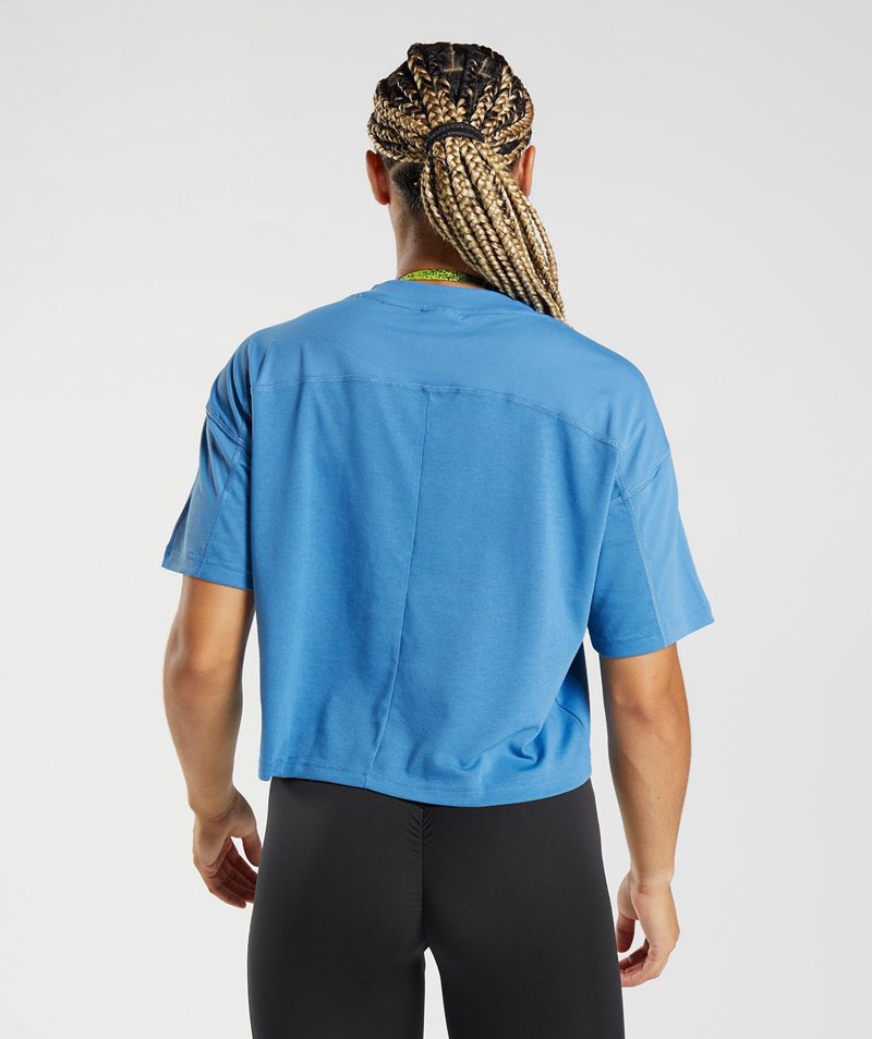 Women's Gymshark Gs Power Midi Tops Blue | USA  7346-TNYQS