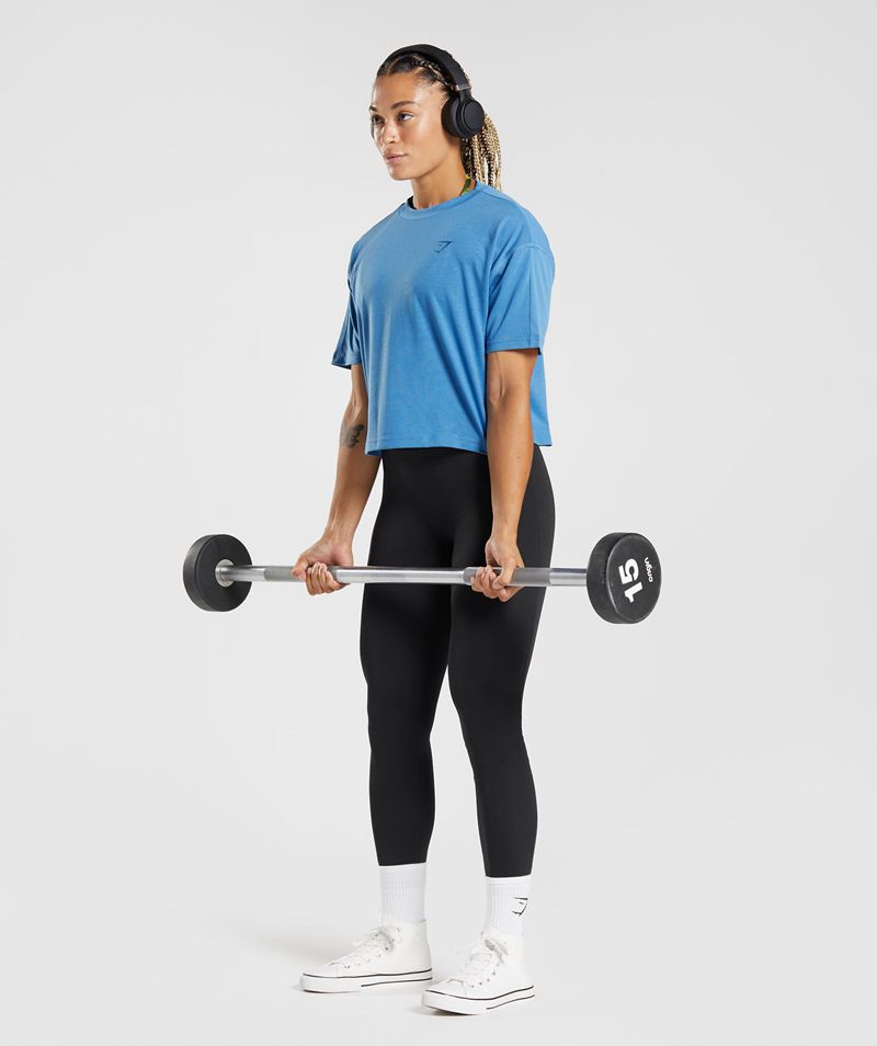 Women's Gymshark Gs Power Midi Tops Blue | USA  7346-TNYQS