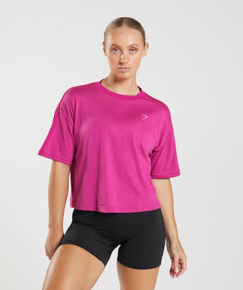 Women\'s Gymshark Gs Power Midi Tops Pink | USA  7125-GKMXY