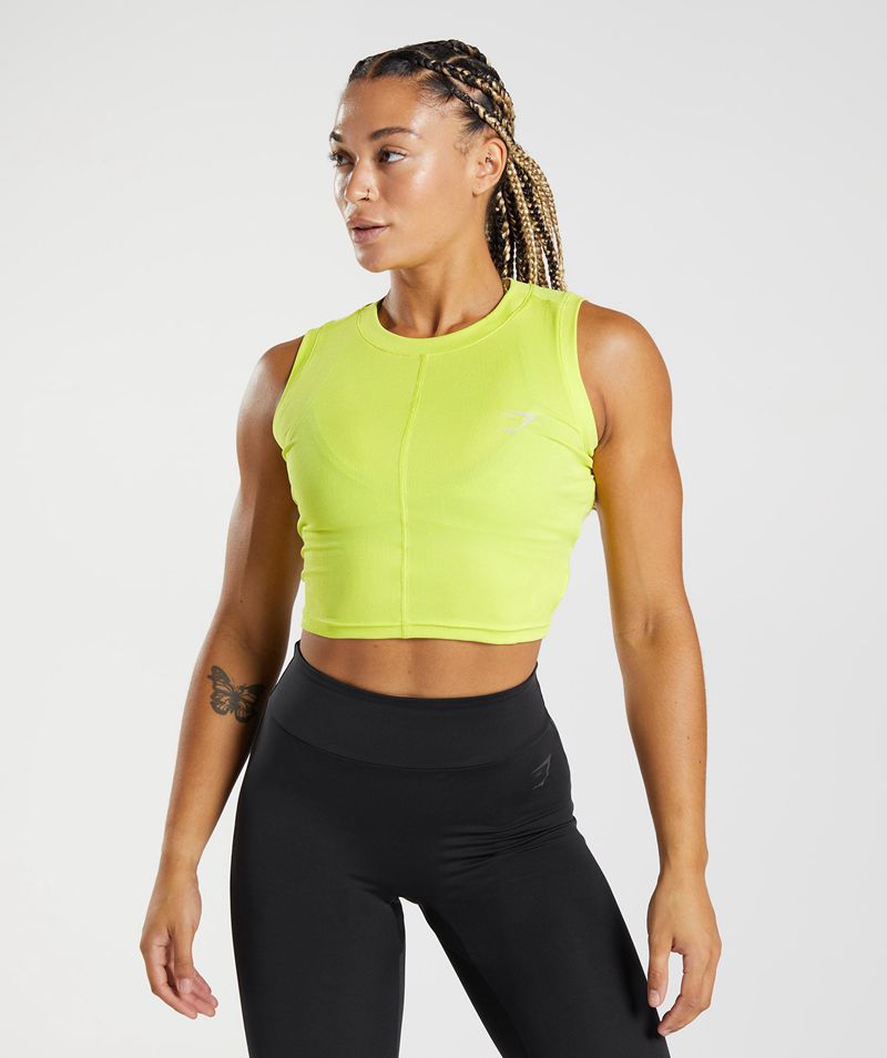 Women\'s Gymshark Gs Power Ribbed Midi Tank Tops Yellow | USA  7698-GPUMR