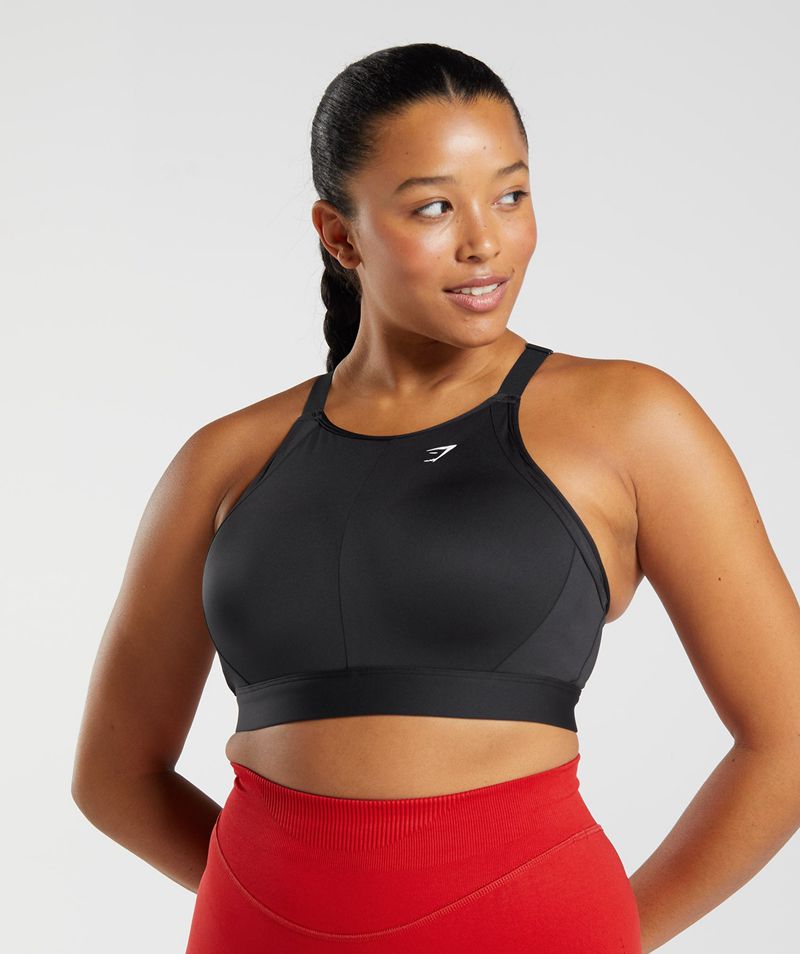 Women\'s Gymshark High Neck High Support Sports Bra Black | USA  5809-APXKZ