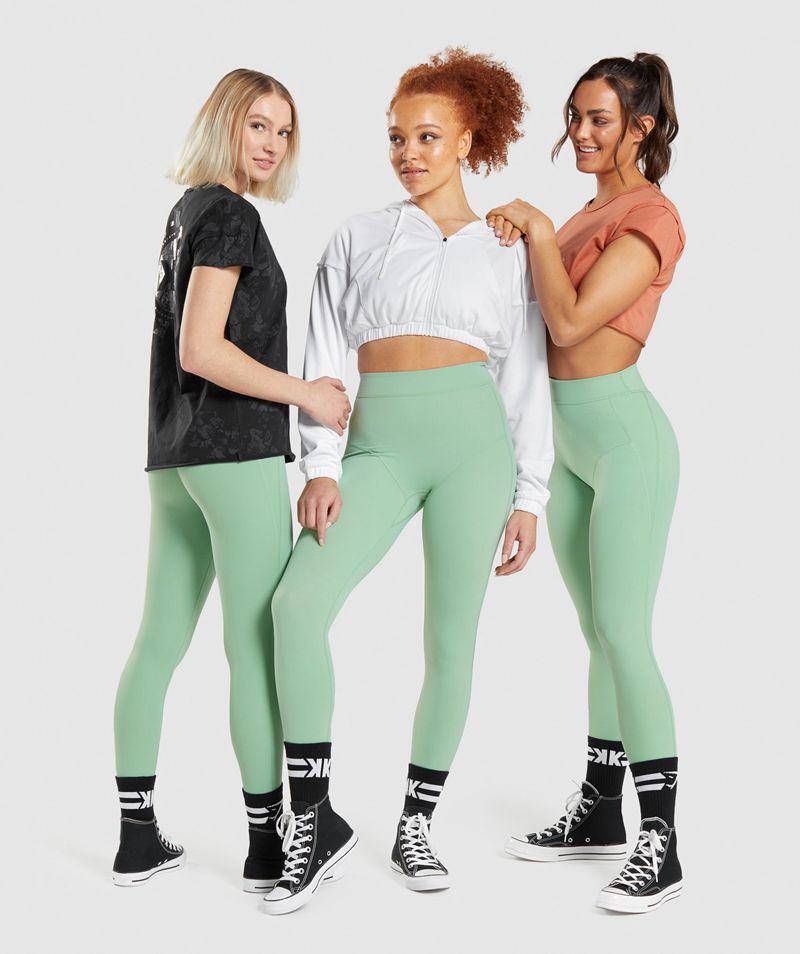 Women\'s Gymshark Kk Fit 7/8 Leggings Green | USA  3186-VCLHE