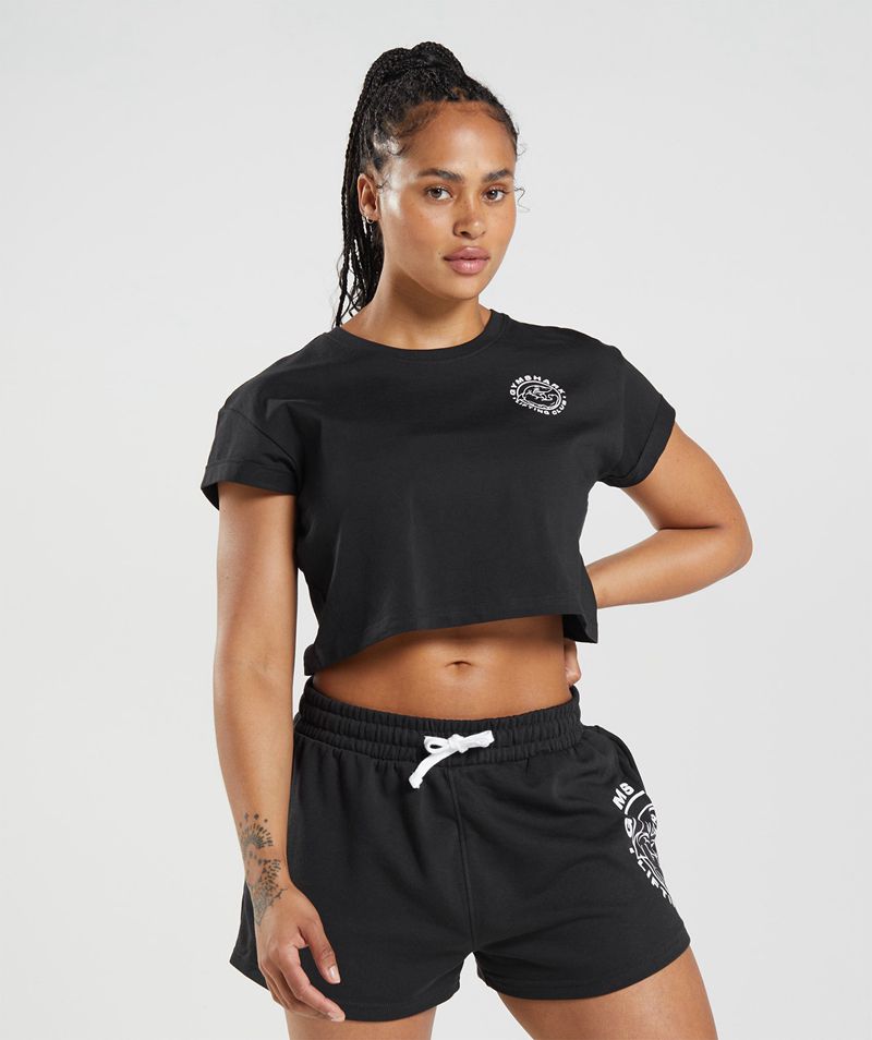 Women\'s Gymshark Legacy Crop Tops Black | USA  3095-QWMSI