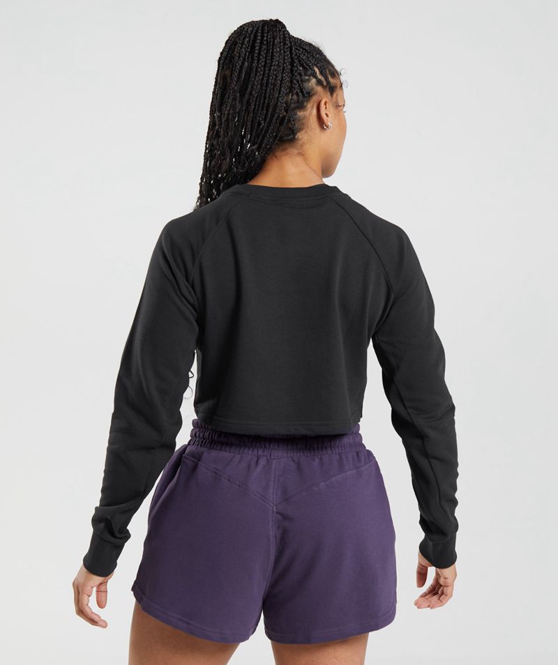 Women's Gymshark Legacy Cropped Sweatshirts Black | USA  1329-GWRQT