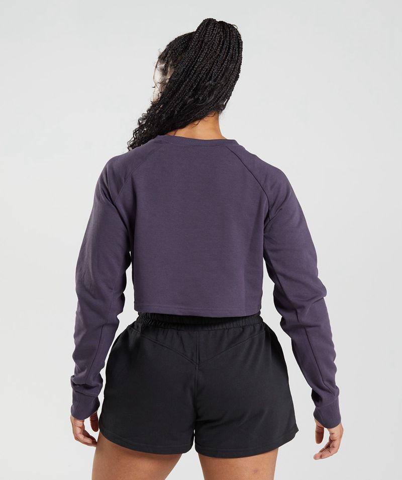 Women's Gymshark Legacy Cropped Sweatshirts Purple | USA  9146-KPJMH