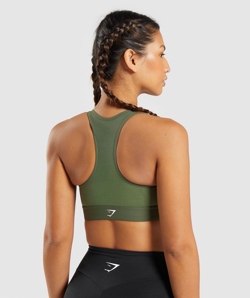 Women's Gymshark Lightweight High Support Sports Bra Olive | USA  2571-GXRBI