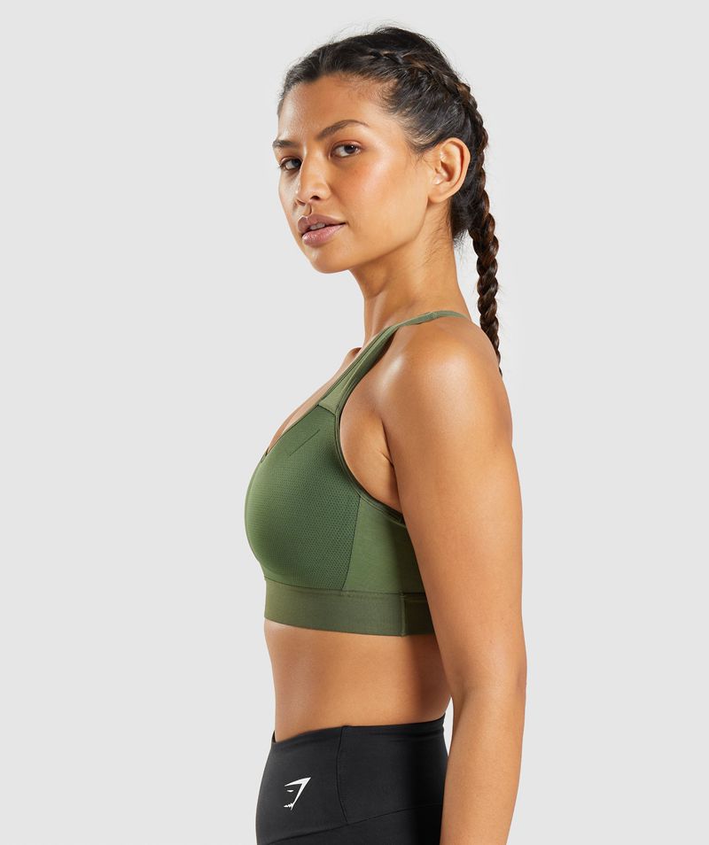 Women's Gymshark Lightweight High Support Sports Bra Olive | USA  2571-GXRBI