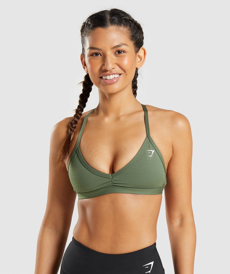 Women's Gymshark Minimal Sports Bra Olive | USA  8749-CBWNL