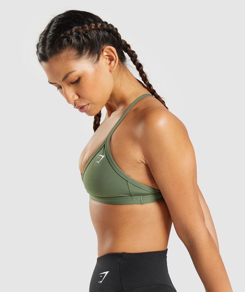 Women's Gymshark Minimal Sports Bra Olive | USA  8749-CBWNL