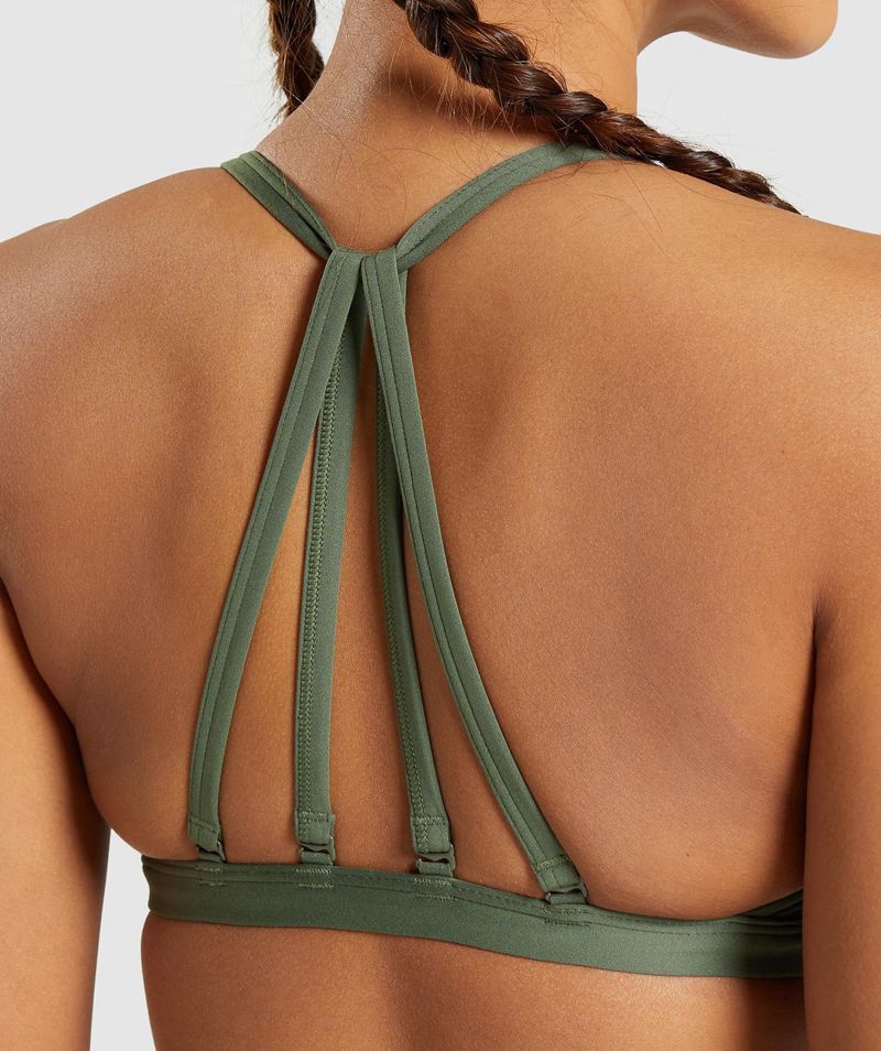 Women's Gymshark Minimal Sports Bra Olive | USA  8749-CBWNL