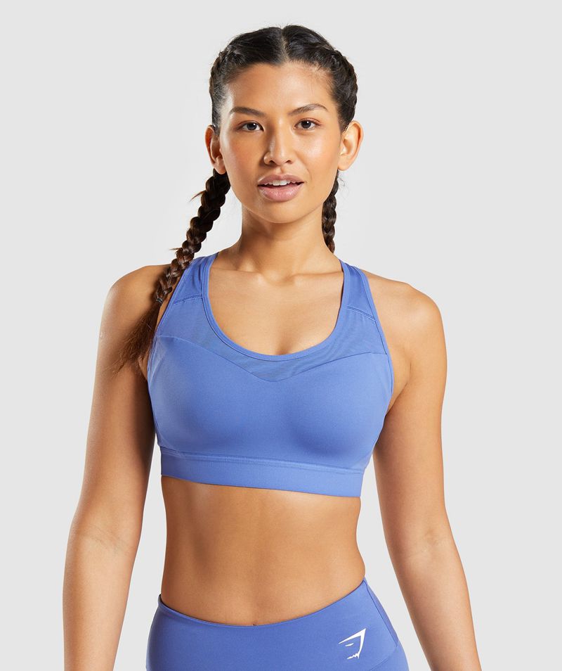 Women\'s Gymshark Open Back Sports Bra Blue | USA  8596-TVCDP