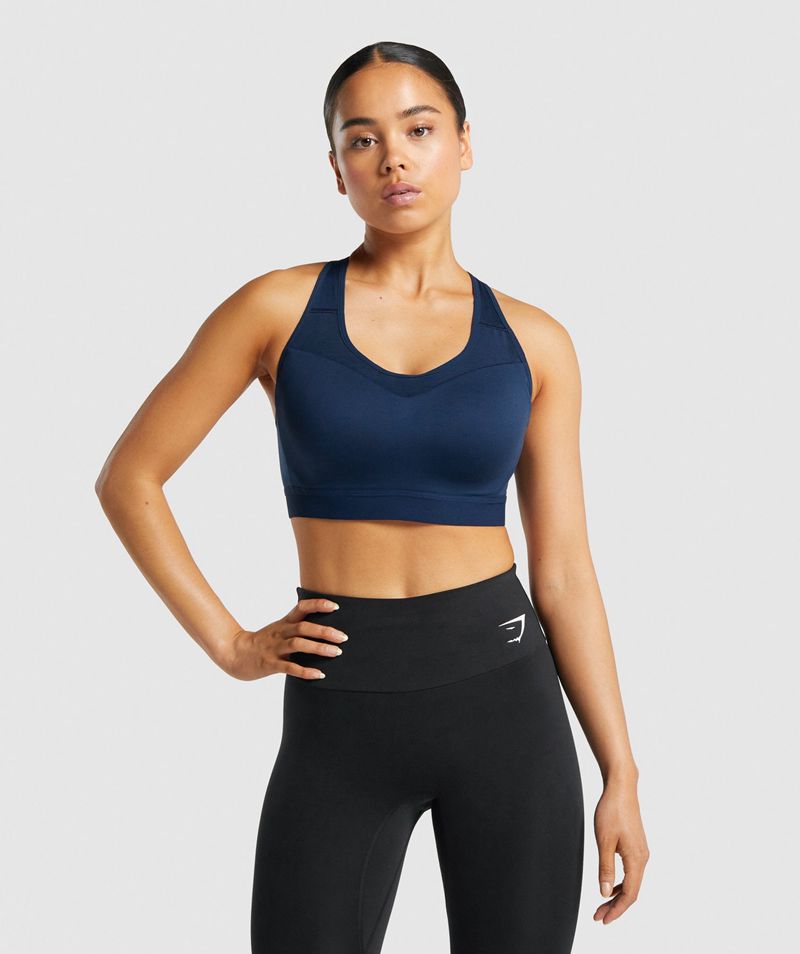 Women\'s Gymshark Open Back Sports Bra Navy | USA  3902-PAYZH